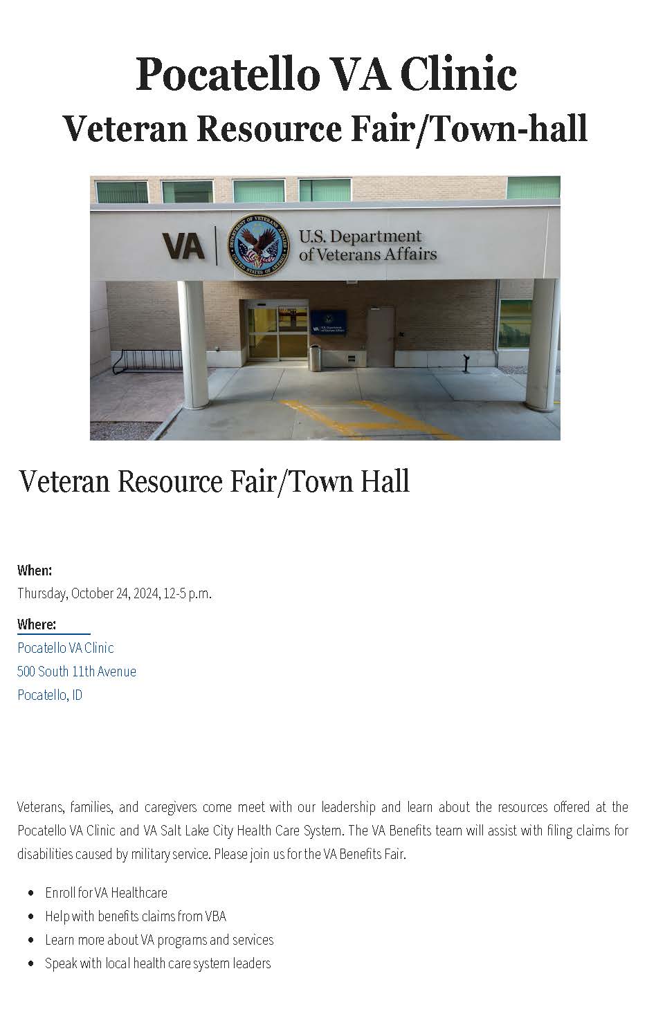 Pocatello VA Clinic Town Hall