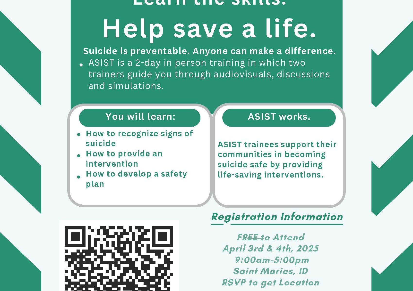 ASIST Training workshop in Saint Maries, Idaho - April 2025