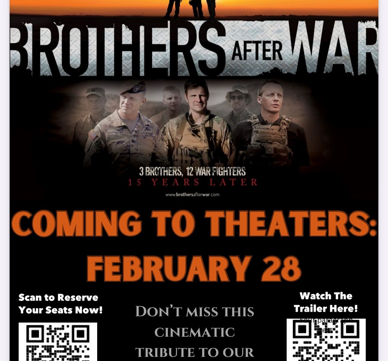 Brothers After War movie screening in Boise on February 28 – A tribute to veterans, produced by Gary Sinise.