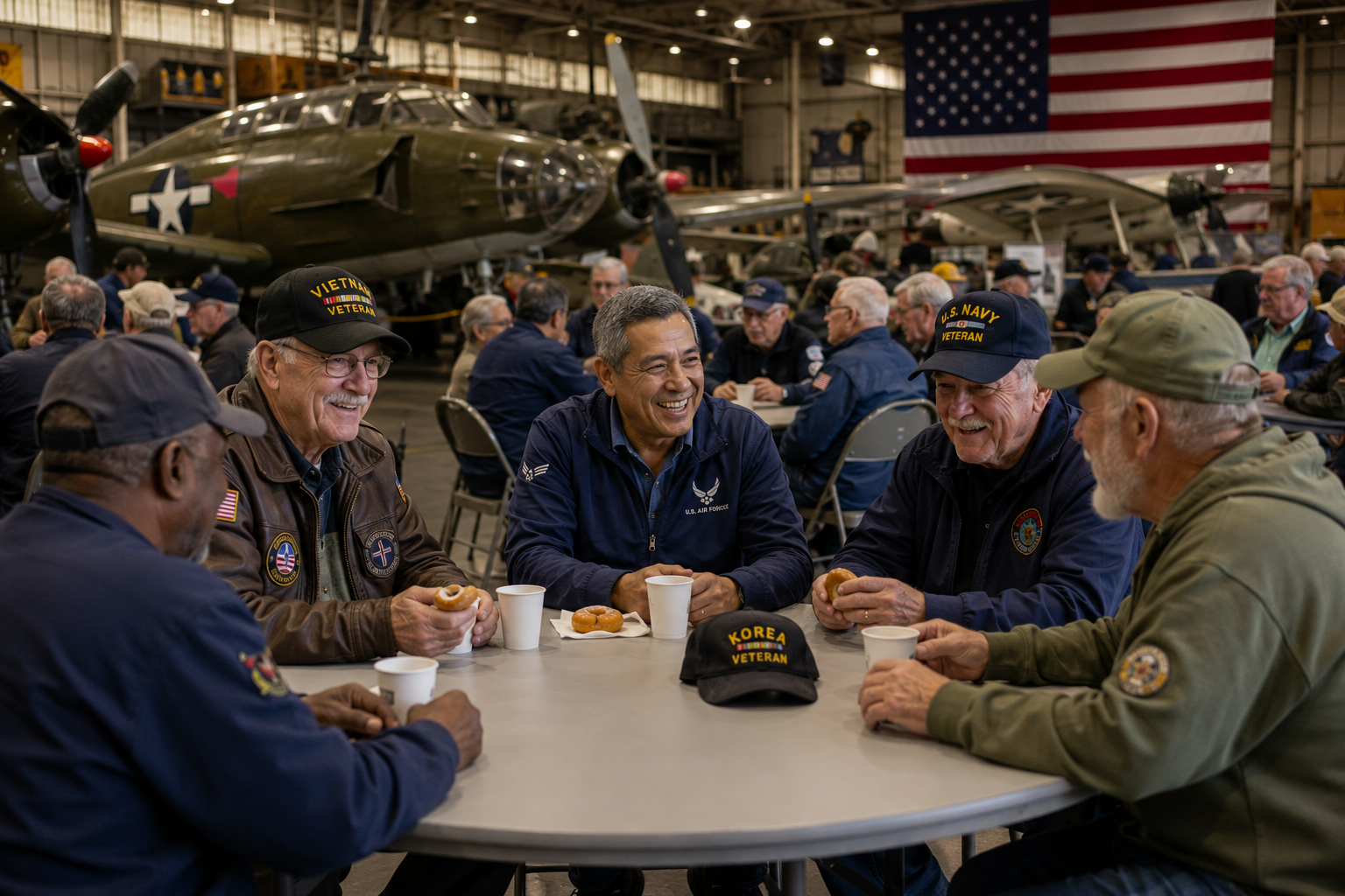 Veterans sitting around a table.