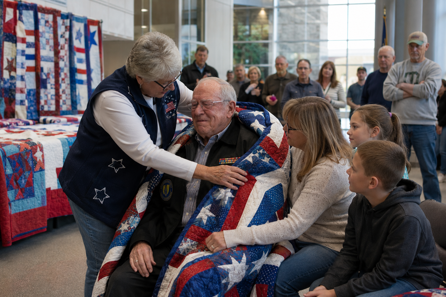 Veteran getting a quilt